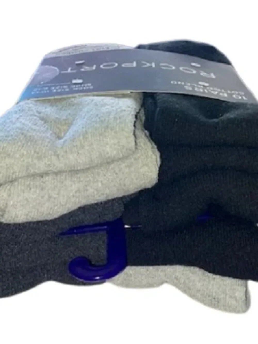 Rockport 10 Pair Men's Black & Gray Men's Full Cushion Crew Socks